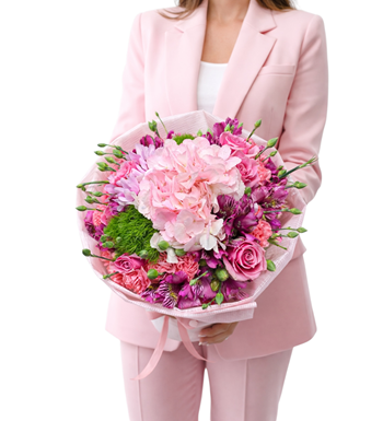 pembe buket, ortanca buketi, güllü buket, online çiçek 