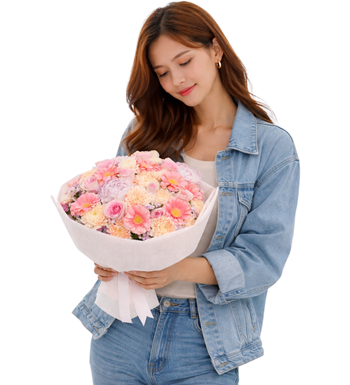 pembe buket pastel çiçek buketi romantik çiçekler gerbera 