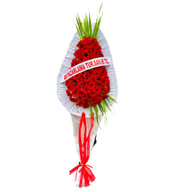 Kırmızı Gerbera Çelenk Açılış Çiçeği Düğün Çelengi Nikah 